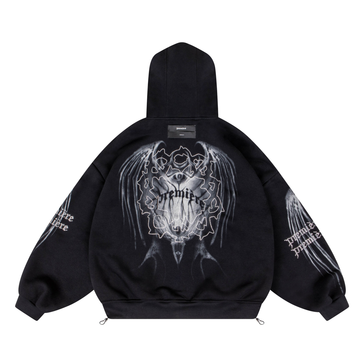 BAT 600GSM ZIP HOODIE BLACK