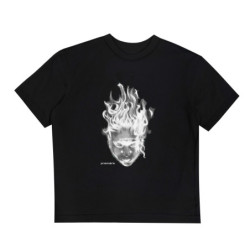 HEAD WITH FLAMES TEE BLACK