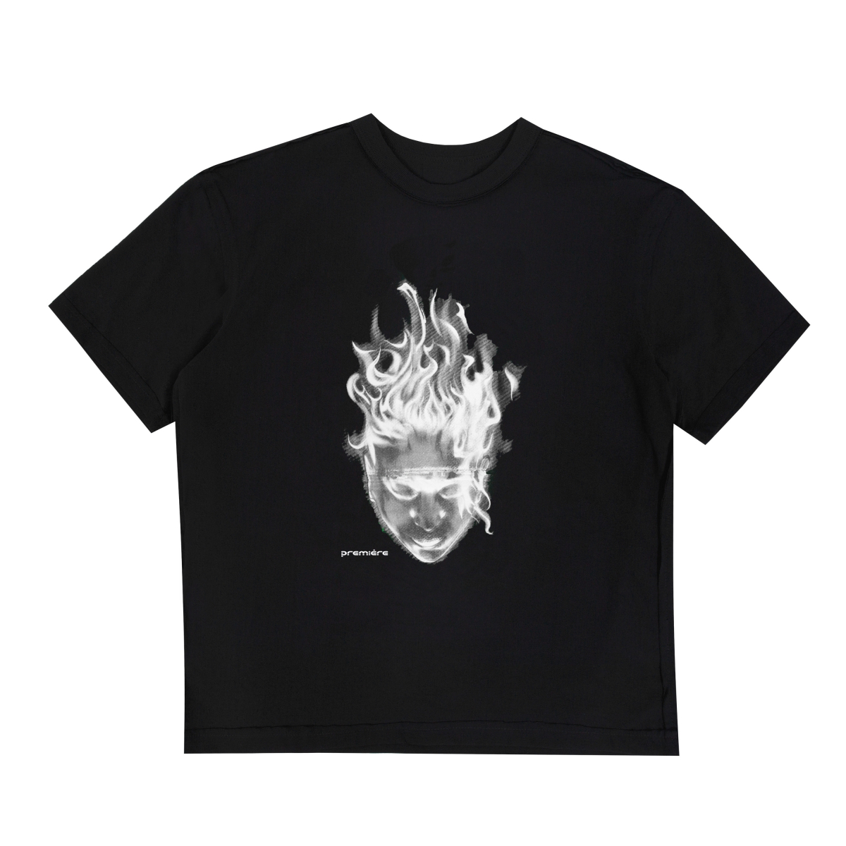 HEAD WITH FLAMES TEE BLACK