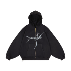 STRANGER ZIP HOODIE BLACK