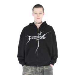 STRANGER ZIP HOODIE BLACK