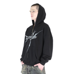 STRANGER ZIP HOODIE BLACK