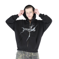 STRANGER ZIP HOODIE BLACK