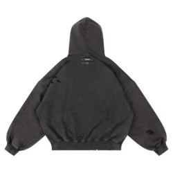 6 HOODIE DISTRESSED WASHED BLACK