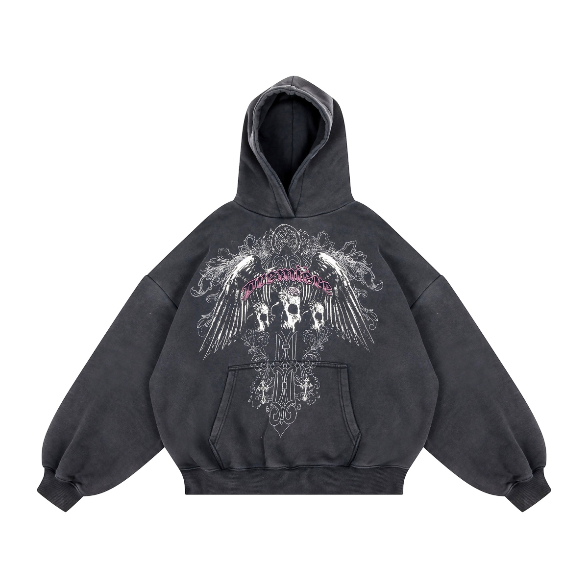 GOTHIC HOODIE WASHED BLACK