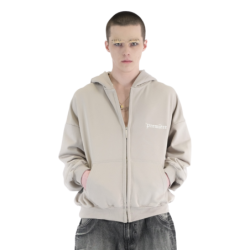 LOGO ZIP HOODIE BEIGE