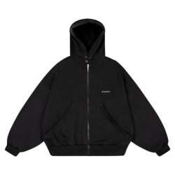 WIDE CUT BASIC ZIP HOODIE BLACK