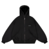 WIDE CUT BASIC ZIP HOODIE BLACK
