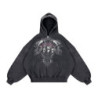 GOTHIC ZIP HOODIE WASHED BLACK