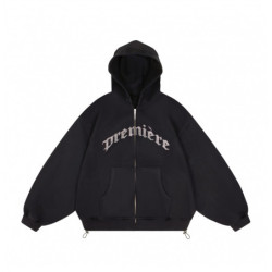 SPARKLE ZIP HOODIE BLACK