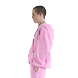 HELIX ZIP HOODIE BABY PINK