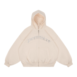 SPARKLE ZIP HOODIE CREAMY